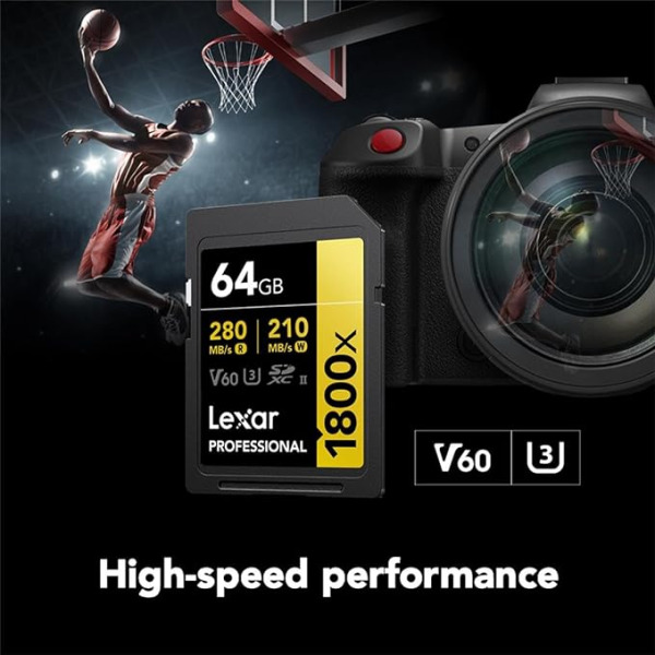 Thẻ nhớ SD Lexar Professional 1800x UHS-II V60 280/210 MB/s (64GB/128GB/256GB) - Hàng chính hãng