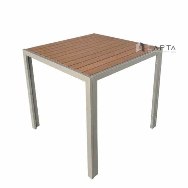 Bàn sân vườn vuông TE2031-80T Nội thất Capta Bàn ngồi ban công sân vườn mặt gỗ nhựa dùng ngoài trời màu kem chân sắt sơn tĩnh điện màu Sambanh hcm