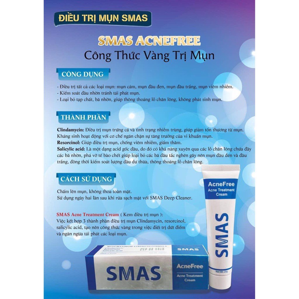 Kem Ngừa Mụn Smas AcneFree Acne Treatment Cream 25g -Smas skincare for prevent acne mẫu mới