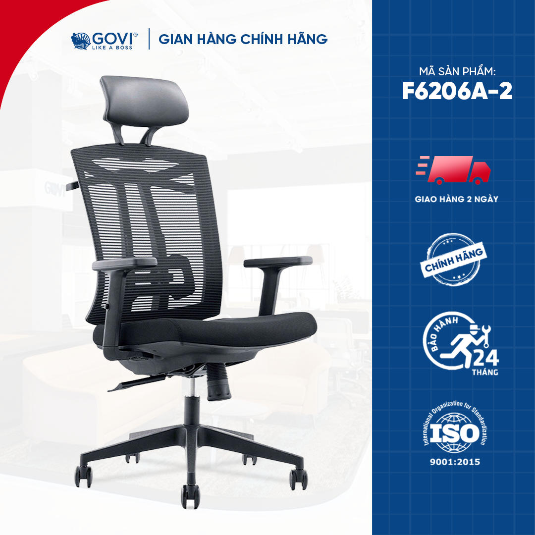 Ghế công thái học Ergonomic GOVI Felix F6206A-2 - Tựa đầu, tựa tay 3D, lưng ngả tựa êm ái