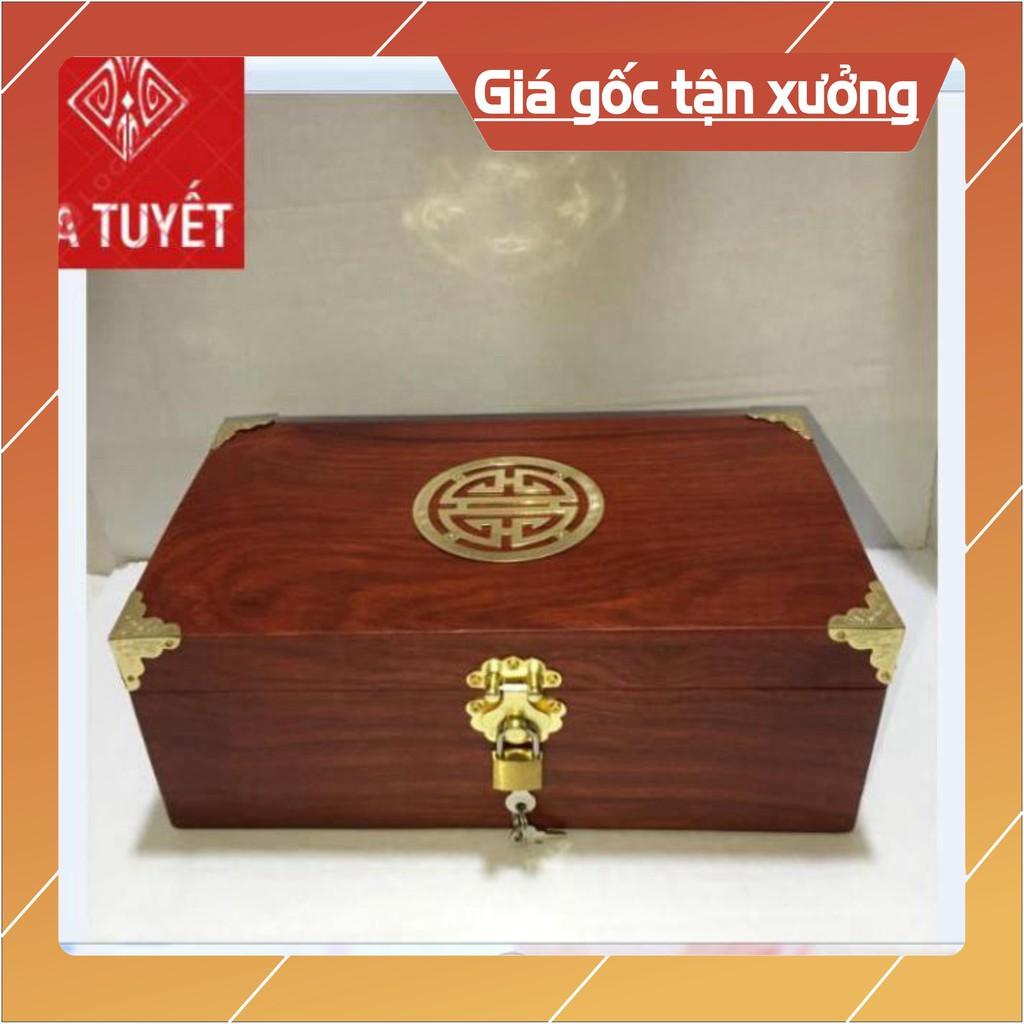 HỘP ĐỰNG CON DẤU, TRANG SỨC GỖ HƯƠNG CHỮ THỌ SIZE TO 26CM-KÈM KHÓA MINI