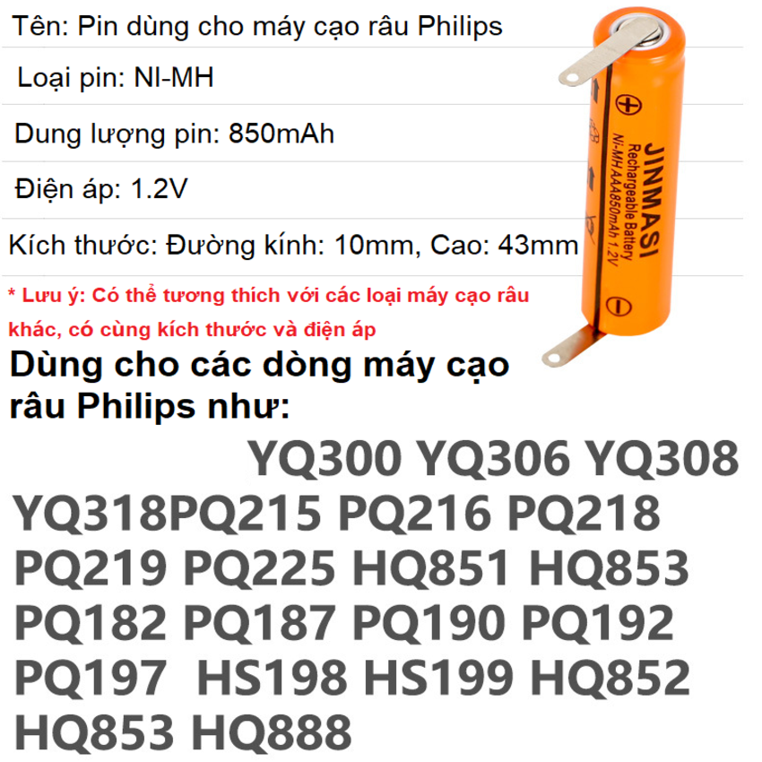 Pin Jinmasi dùng cho máy cạo râu Ni-MH 1.2V, 850mAh