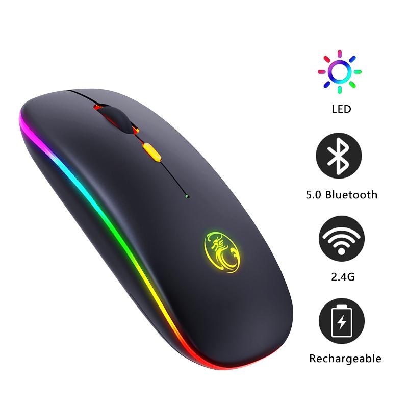 Chuột Không Dây Bluetooth RGB Sạc Chuột Máy Tính Không Dây Im Lặng Mause LED Backlit Ergonomic Cho Xiaomi Laptop