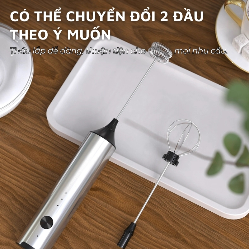 Máy đánh bọt cafe cầm tay DandiHome có giá treo, sạc điện, 10w, hàng chính hãng bảo hành 12 tháng