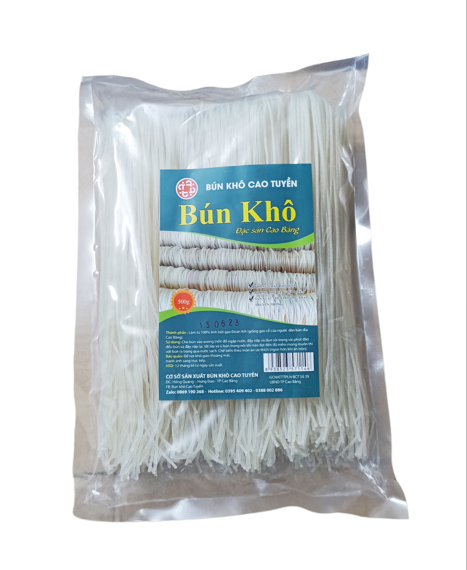 Bún khô Cao Tuyền 500g, làm từ 100% gạo Đoàn Kết, đặc sản của người dân Cao Bằng