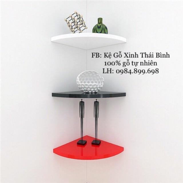 Bộ 3 kệ gỗ treo tường hình quạt 90 độ bo tròn cạnh