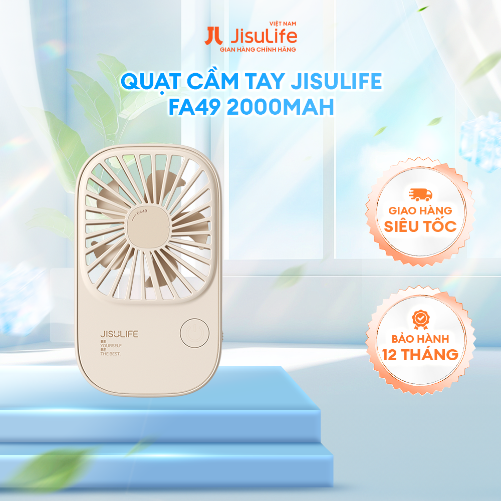Quạt Mini Cầm Tay Jisulife FA49 2000mAh Nhỏ Gọn - Siêu Mỏng - Dễ Thương - Hàng Chính Hãng