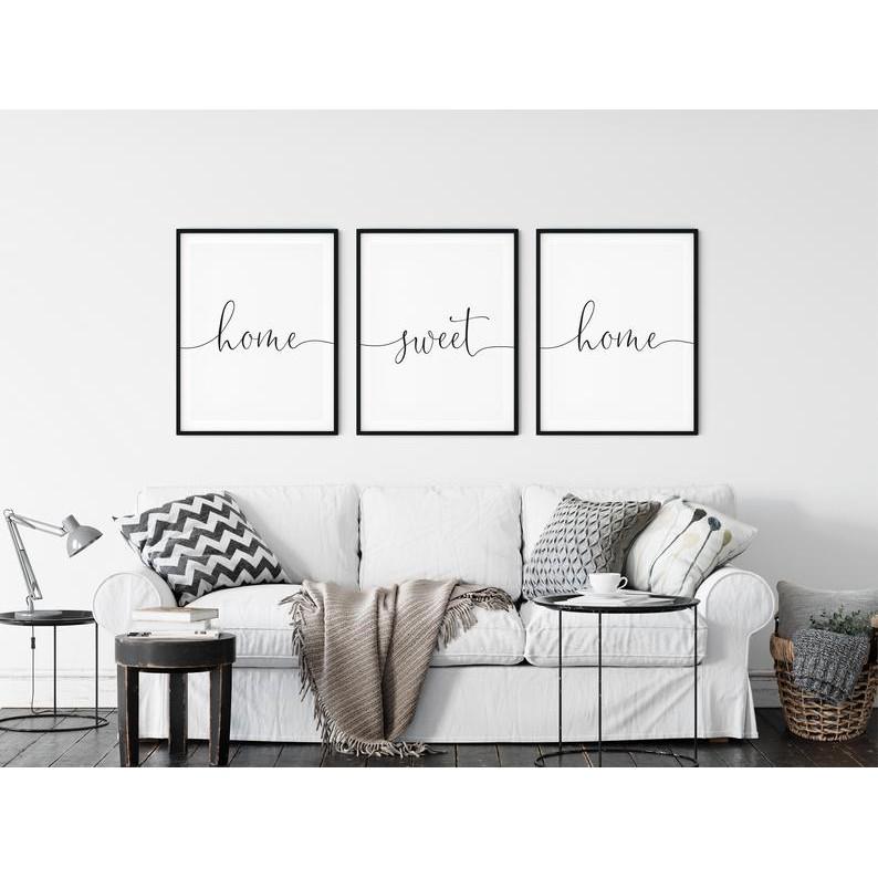 Tranh Canvas Cao Cấp | Tranh Home Sweet Home Swirl, Poster, Decor, Typography, Quote