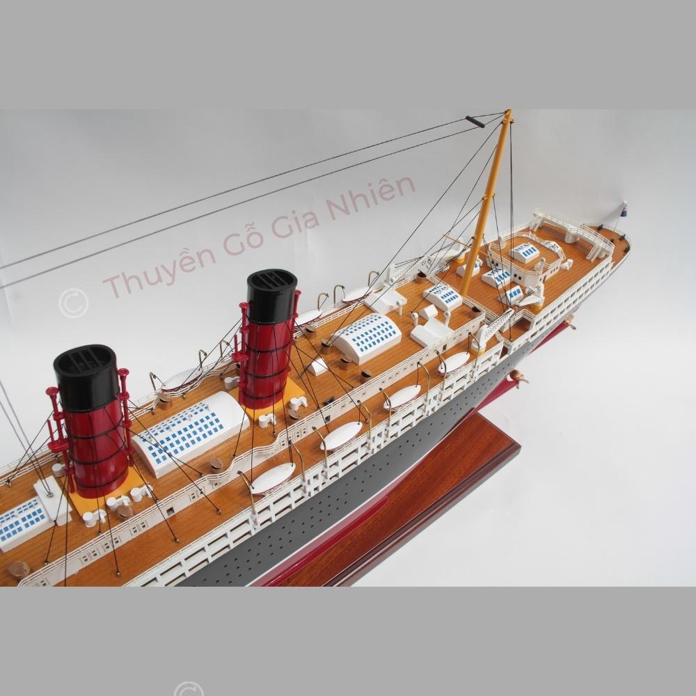 Mô Hình Thuyền Gỗ Trang Trí Phong Thủy Dạng Thuyền Du Lịch RMS LUSITANIA Chính Hãng, Hàng Xuất Khẩu Chất Lượng Cao