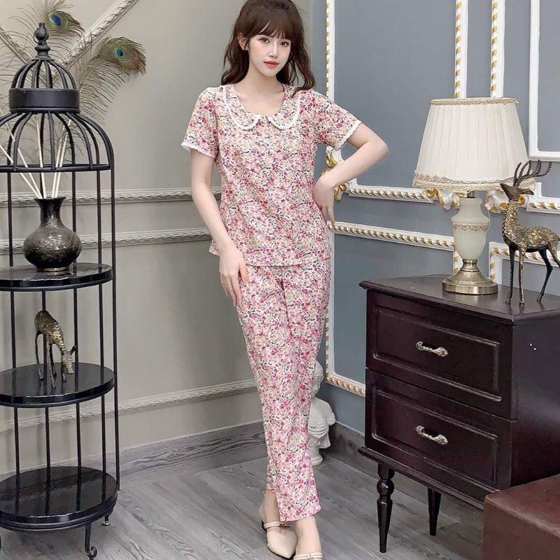 Đồ bộ mặc nhà cổ vuông ảnh thật