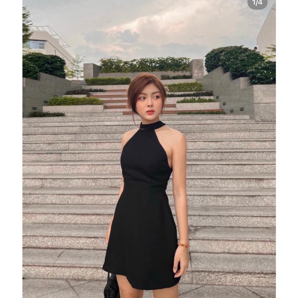Đầm Đen Cổ Yếm Tôn Dáng đi biển dự tiệc dạo phố bigsize gợi cảm sexy