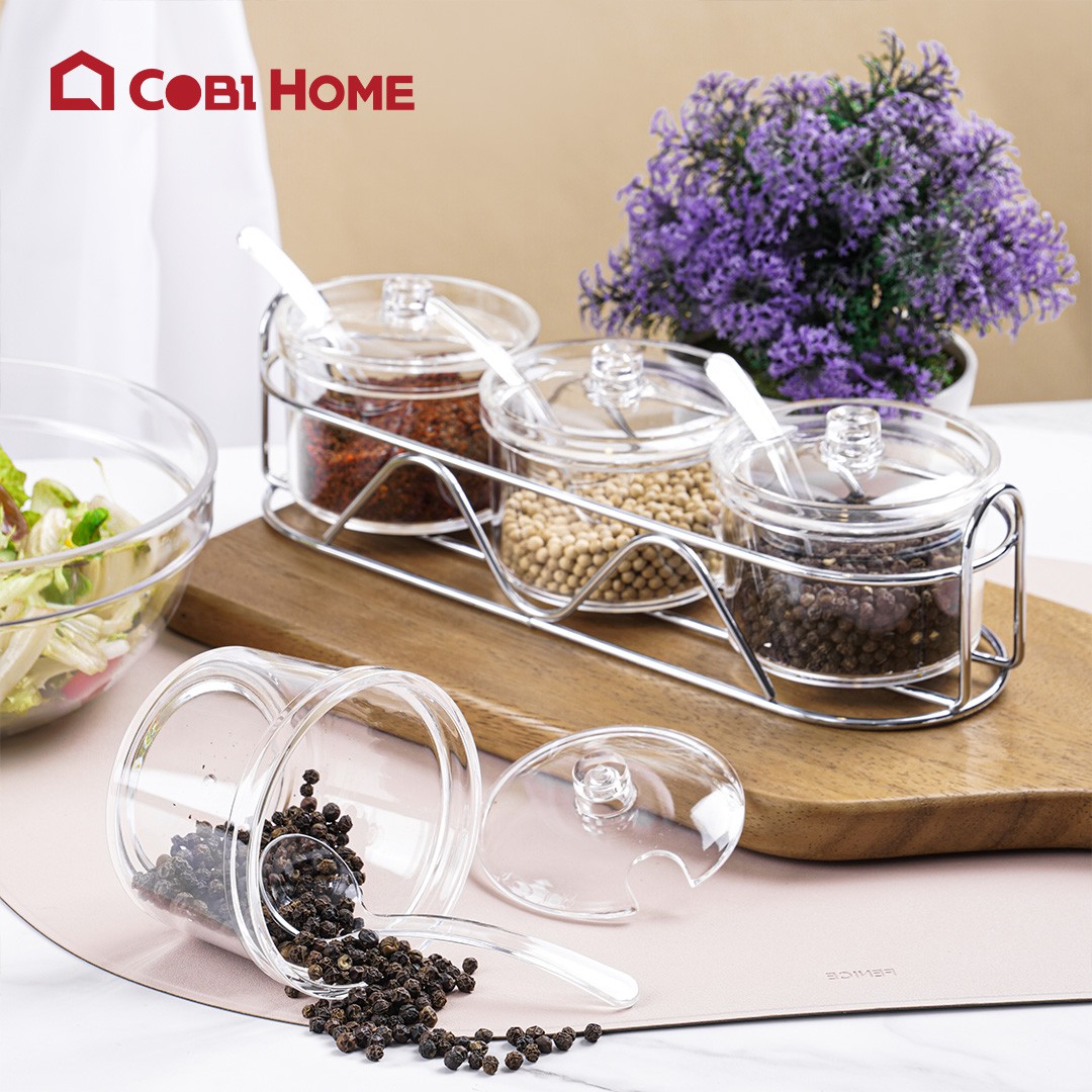 Hũ đựng gia vị, lọ đựng gia vị bằng nhựa màu trắng trong cao cấp - nhiều lựa chọn