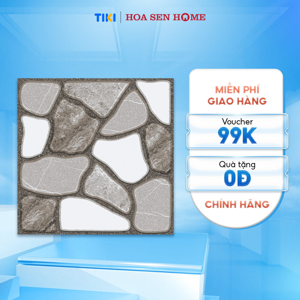 Gạch sân vườn bán sứ LUSTILE VNRHY0500500003 bề mặt sugar, độ hút nước thấp, kích thước 500mmx500mm, thùng 6 viên - Hàng chính hãng