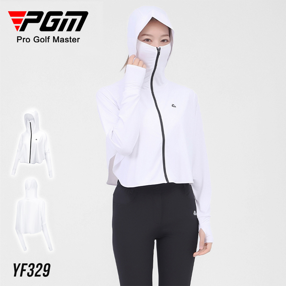 Áo khoác golf nữ chống nắng có mũ PGM YF329 - Hàng cao cấp, khóa kéo cao làm khẩu trang