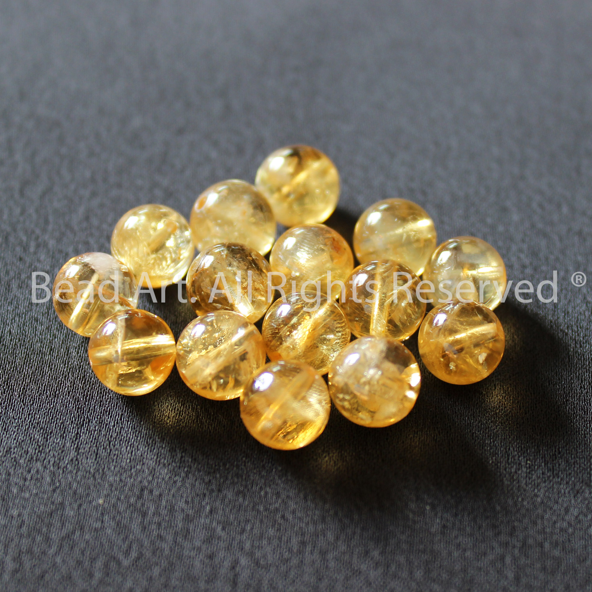 8MM Đá Thạch Anh Vàng, Citrine Tự Nhiên, Đá Phong Thuỷ, Làm Trang Sức, Vòng Tay, Chuỗi Hạt , Mệnh Thổ, Kim - Bead Art