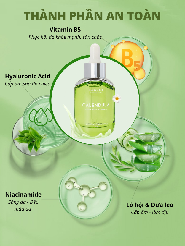Serum siêu cấp ẩm và phục hồi da Lagumi Calendula Super HA & B5 30ml