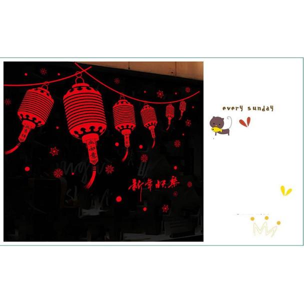 Decal trang trí Tết- Rèm dây Lồng Đèn đỏ dài
