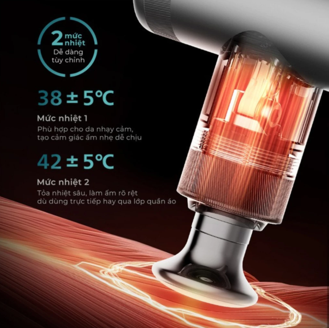 Máy Massage Cầm Tay Philips PPM7307 - Chườm Nóng - 4 Đầu Massage Đa Năng - Hàng chính hãng