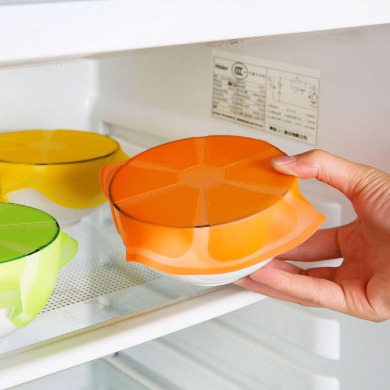 1 Pc Food Reusable Silicone Food Wraps Transparent Sealed Lid Refrigerator Cling Film Cover Saran Wrap