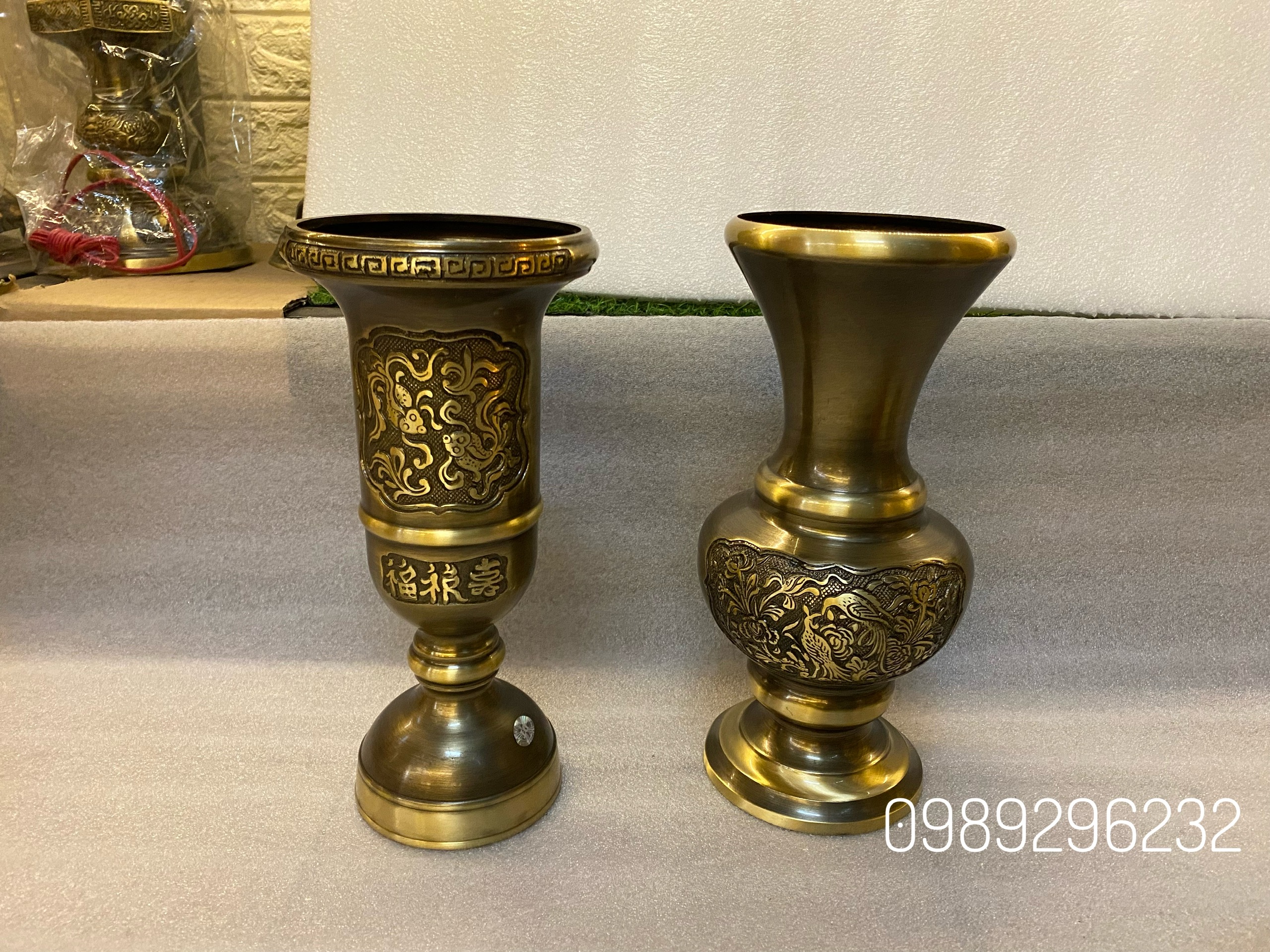 Lọ Hoa ,Ống Cắm Hương nhang bằng đồng - Bình Hoa , Ống cắm nhang