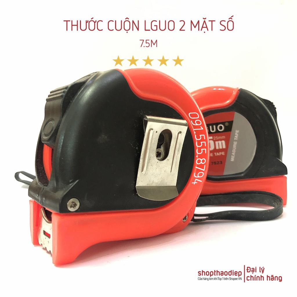 Thước Cuộn 5m - 7.5m LGUO 2 mặt số bản 25mm, Thước Dây LGUO Số To và Lỗ Ban