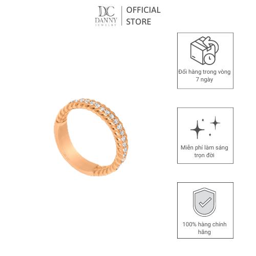 Hình ảnh Nhẫn Nữ Danny Jewelry Bạc 925 Xi Vàng Hồng Thắt Bím Đính Đá Màu N0113