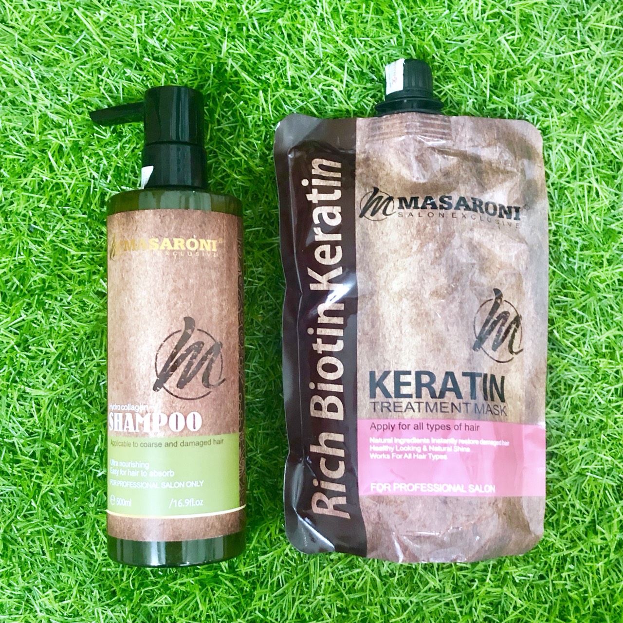 Combo gội ủ Collagen Keratin MASARONI siêu mượt cho tóc khô hư tổn 500ml