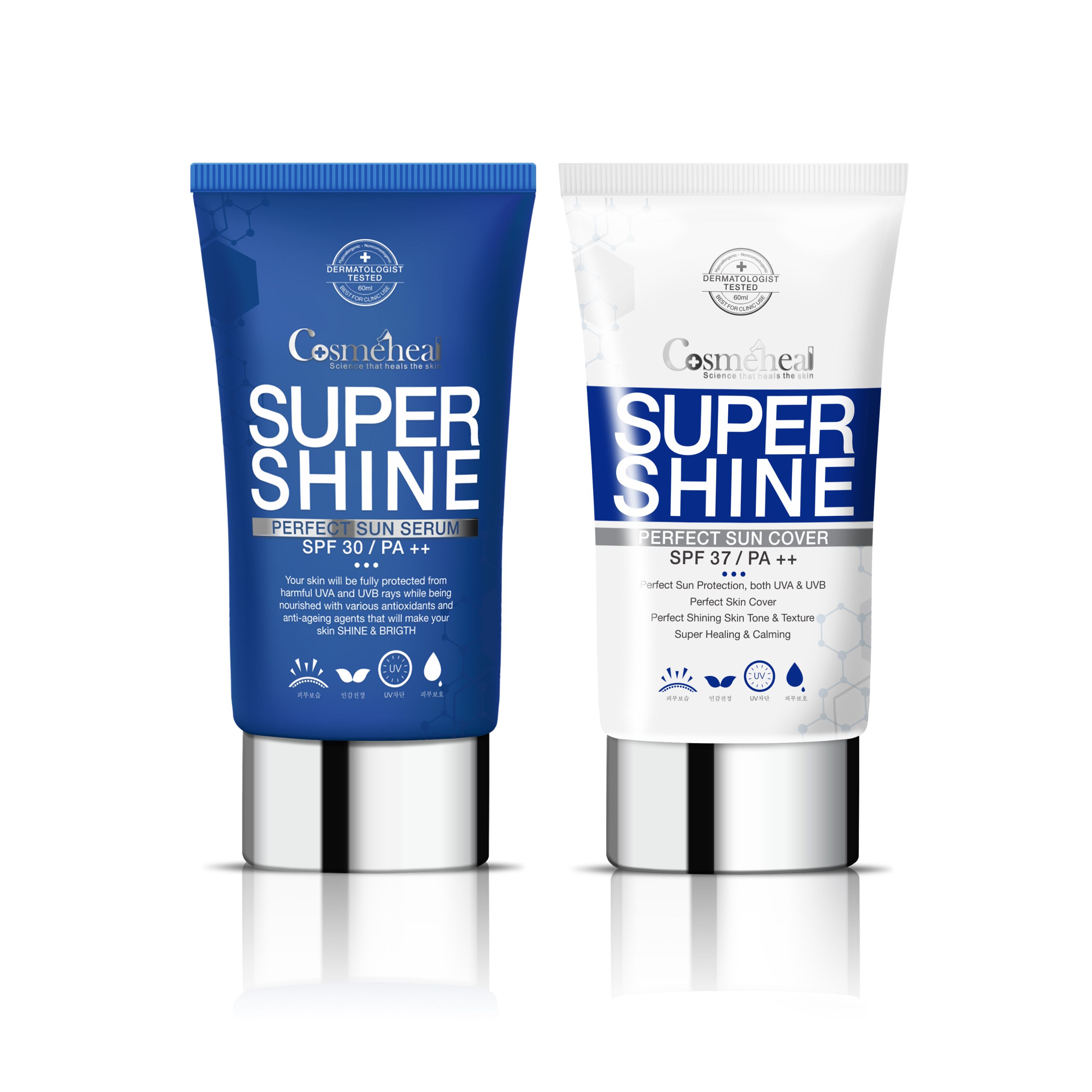 Combo Kem chống nắng Supershine Cosmeheal Sun serum và Sun Cover