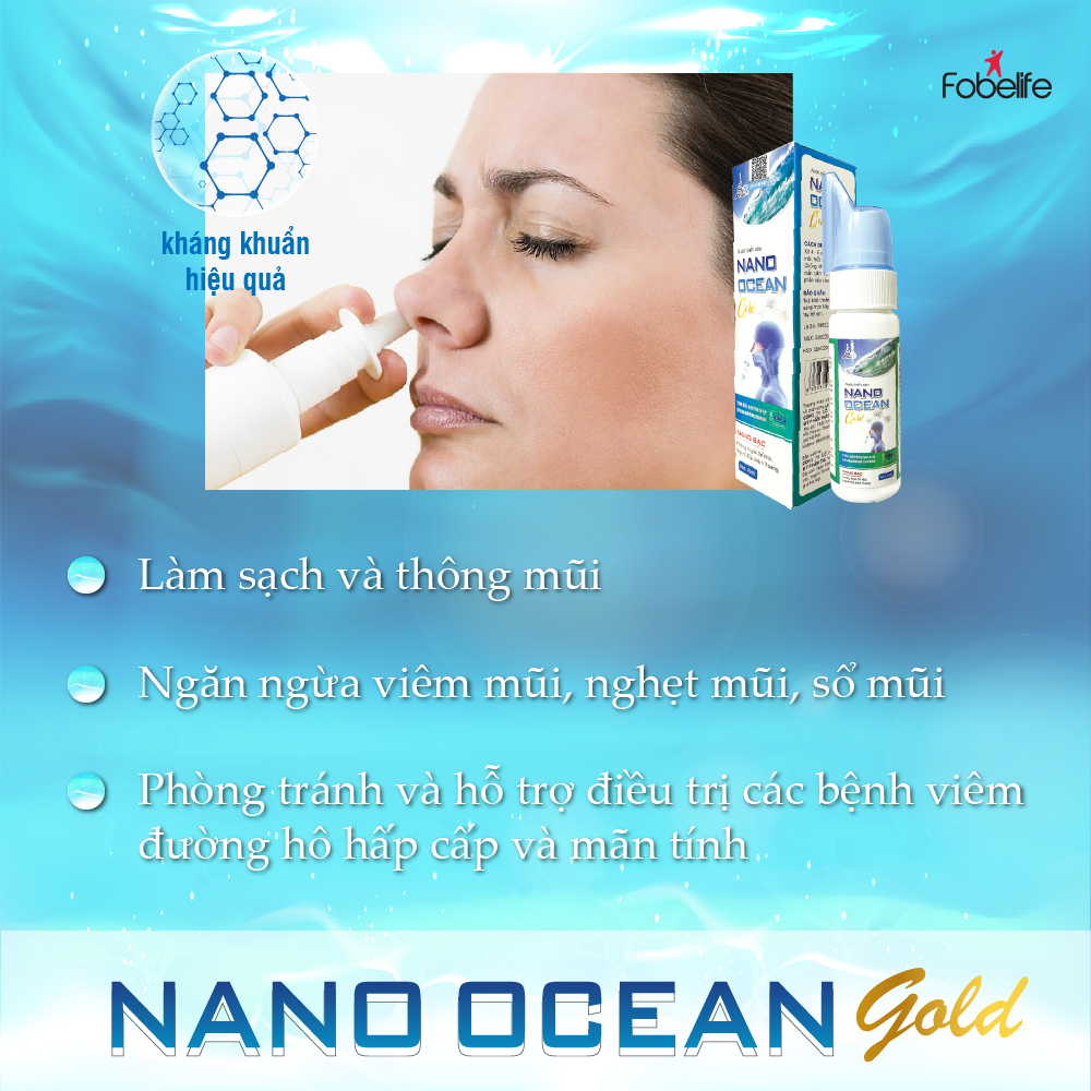 Combo 2 Chai Xịt Nano Bạc Vệ Sinh Mũi Người Lớn Nano Ocean Gold Chai 70 ml