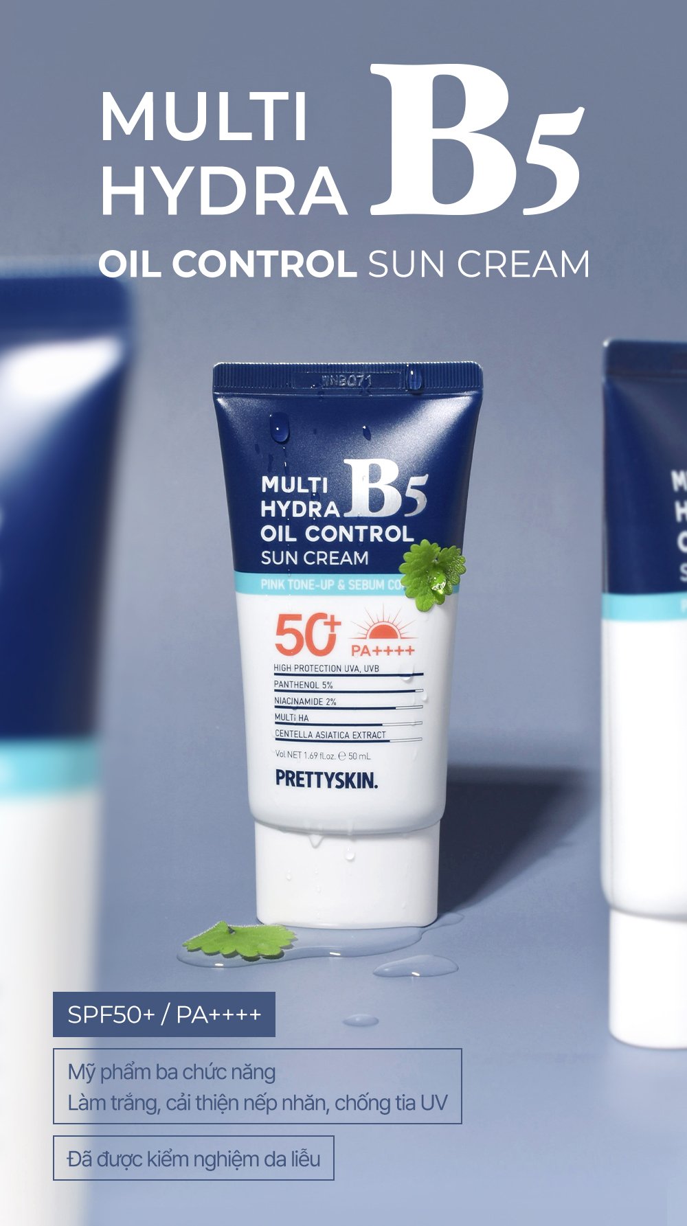 Kem chống nắng nâng tông, kiểm soát dầu nhờn Pretty Skin Multi Hydra B5 Oil Control Sun Cream 50ml