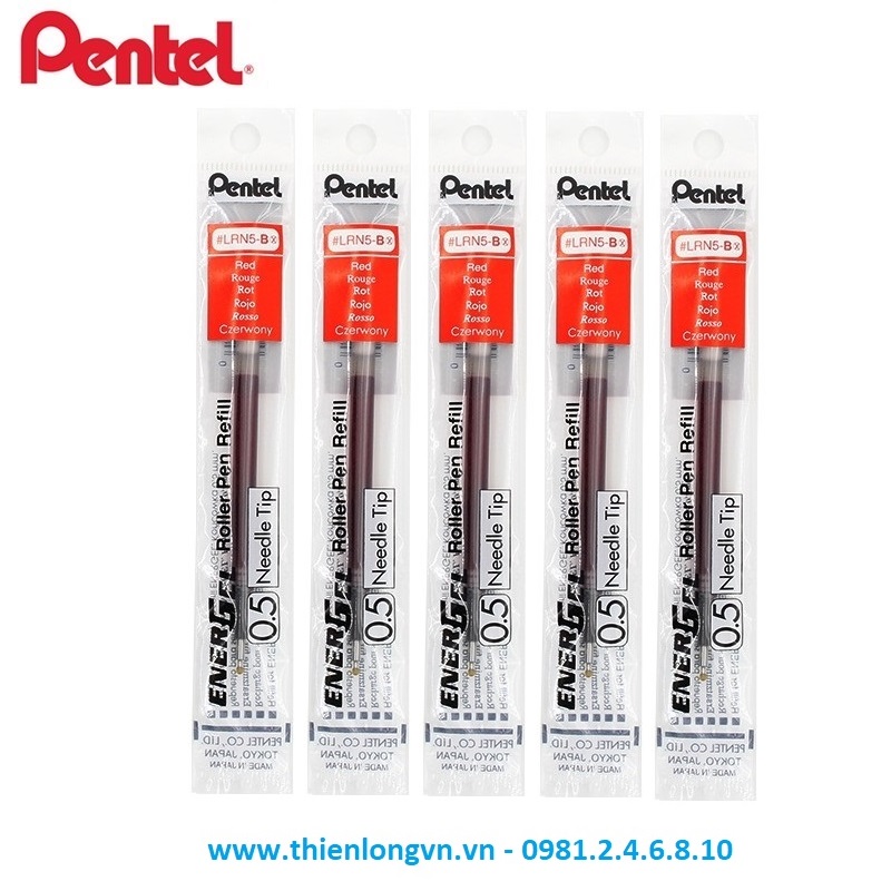 Combo 5 Ruột bút nước energel Pentel LRN5 màu đỏ