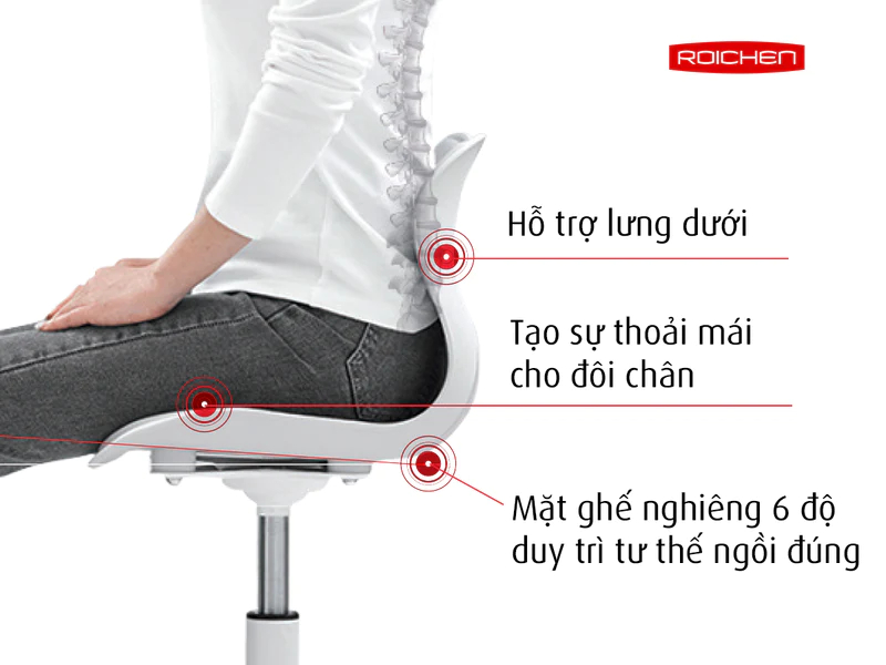 [Ghế Roichen WOW Minh ngọc] Ghế chỉnh dáng ngồi đúng  có chân xoay Roichen - WOW Hàn Quốc. Nhiều màu lựa chọn