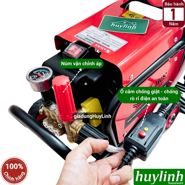 Máy xịt rửa xe Chỉnh Áp Sasuke SSK-3050 Plus - 3050W - Có chống giật - Motor lõi đồng 100% Có rulo cuộn dây - Hàng chính hãng