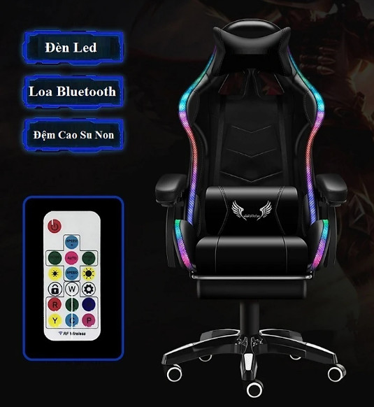 Ghế Gaming - Ghế chơi game cao cấp, bản nâng cấp có đèn LED, loa bluetooth, gac chân