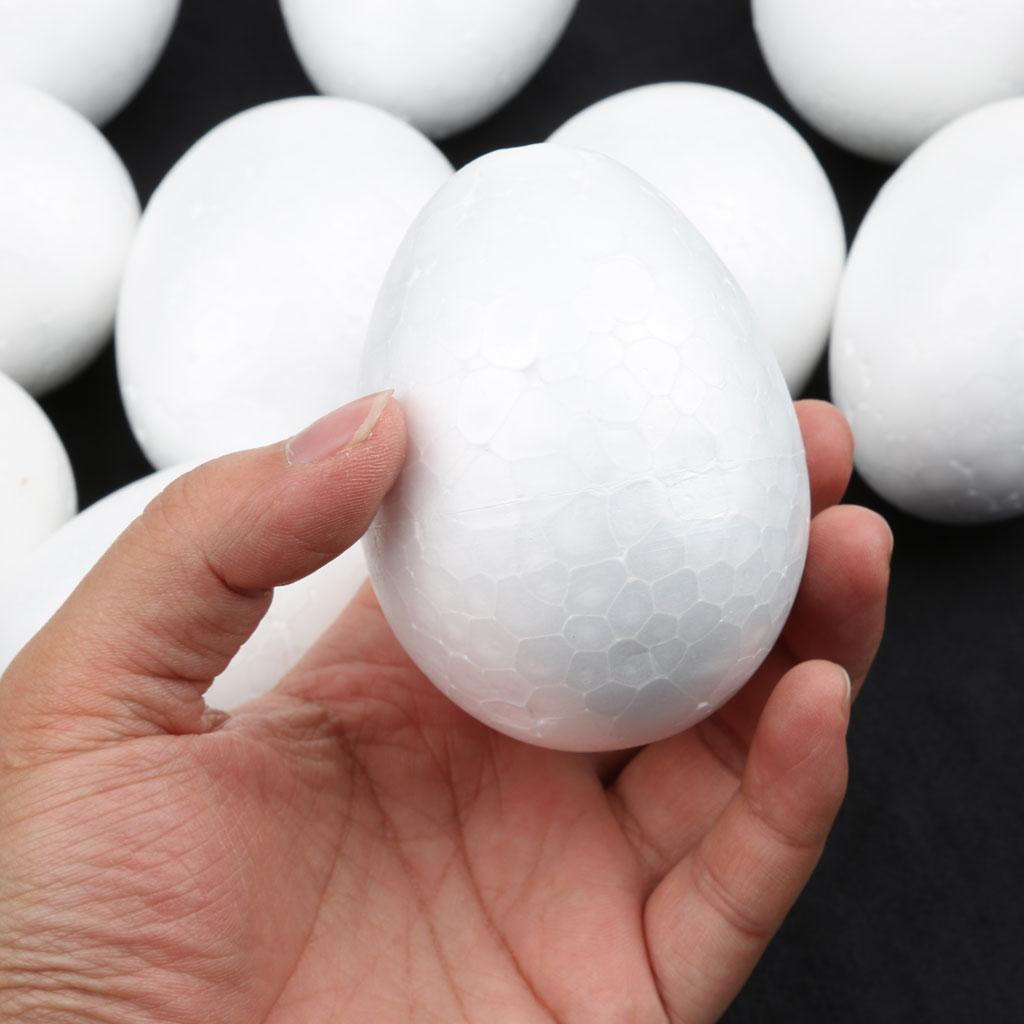 10Pcs White Modelling Craft Polystyrene Foam Eggs 8cm