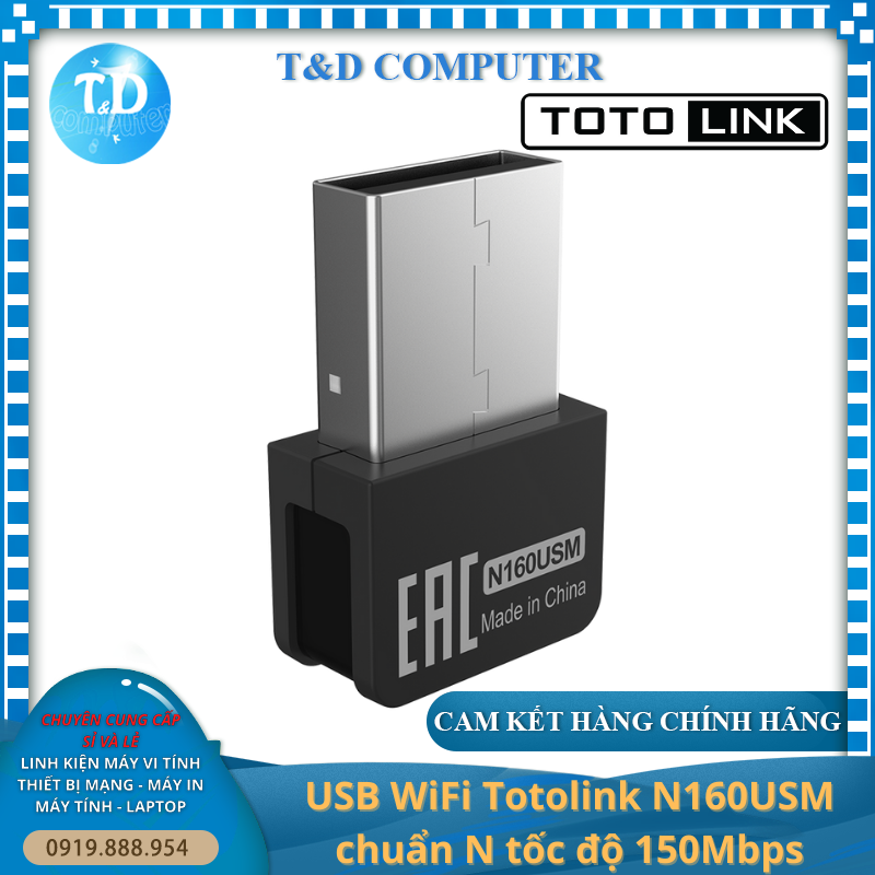 USB WiFi Totolink N160USM chuẩn N tốc độ 150Mbps - Hàng chính hãng DGW phân phối