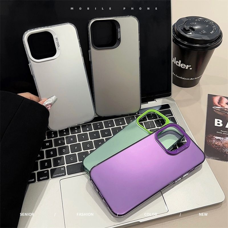 Ốp Điện Thoại Nhám Chống Sốc Có Nút Kim Loại Sang Trọng Cho iPhone 15 14 13 12 11 Pro max