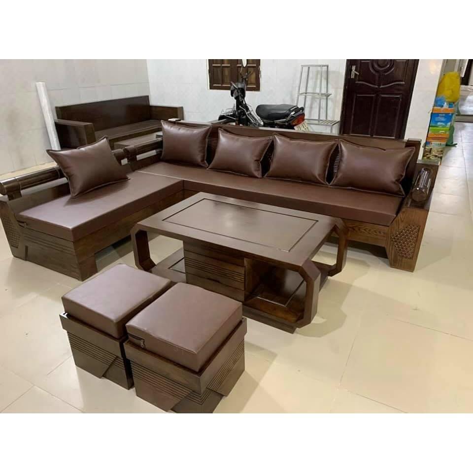 Sofa gỗ góc L Kim cương TPG - 25 - sofa phòng khách