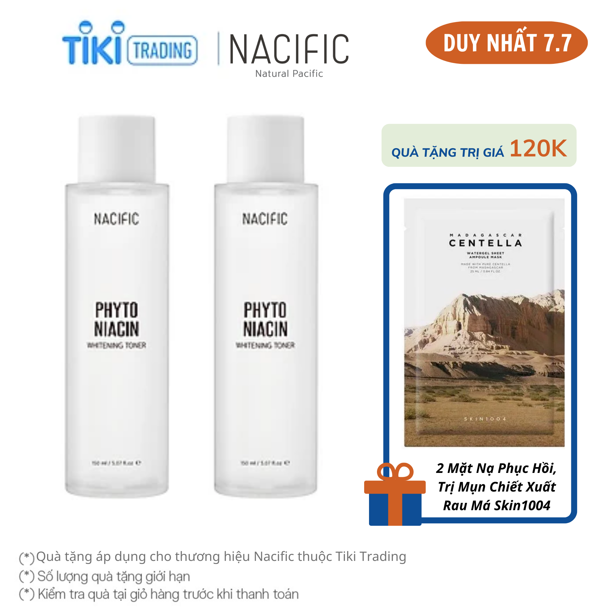 Combo 2 Nước hoa hồng dưỡng trắng da NACIFIC Phyto Niacin Whitening Toner 150ml