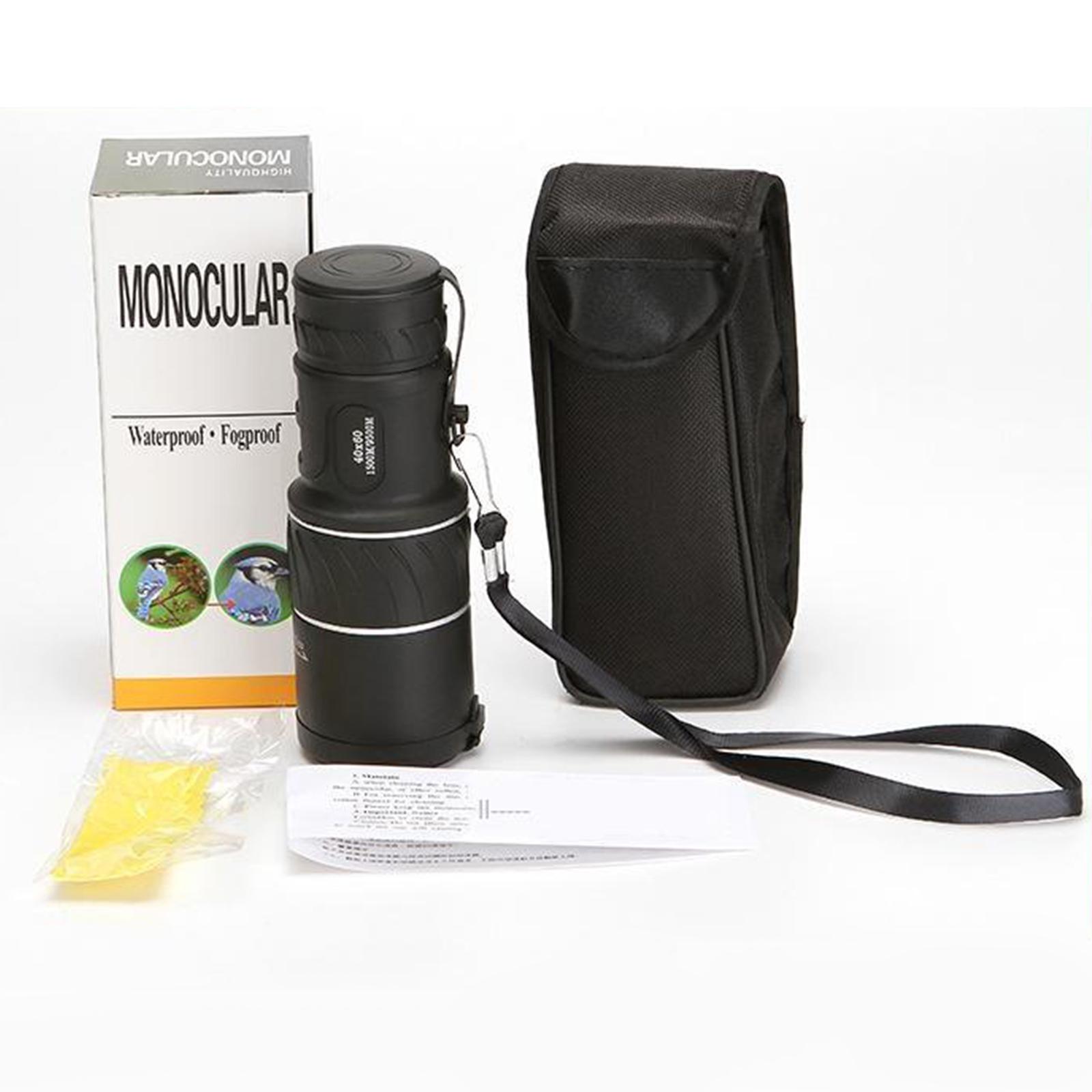 Portable Waterproof Monocular Telescope 9500m 40X60 Outdoor Day Vision Monocular Optical HD Lens for Hunting Sightseeing