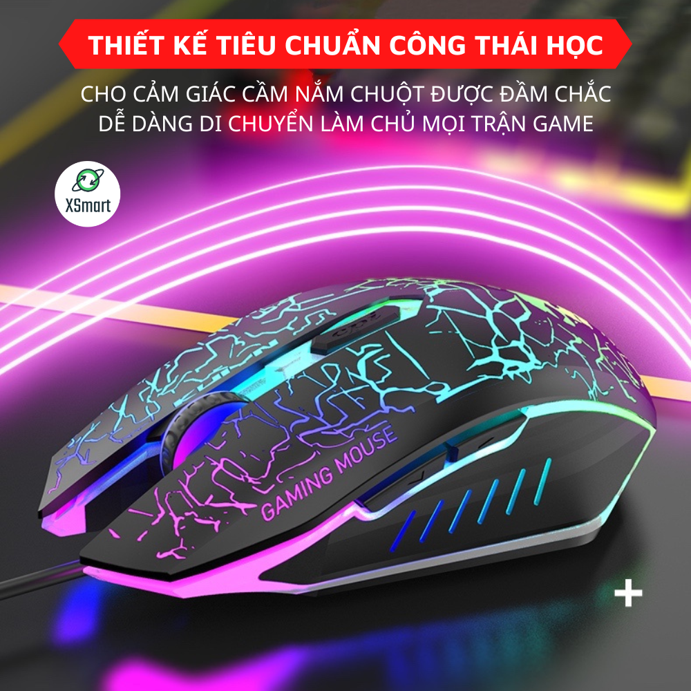 Chuột Máy Tính Gaming Led T66 RGB, 3 Mức Chỉnh DPI Siêu Nhạy Chơi Game, Dùng Văn Phòng Cho Máy Tính, Laptop, PC-HÀNG CHÍNH HÃNG