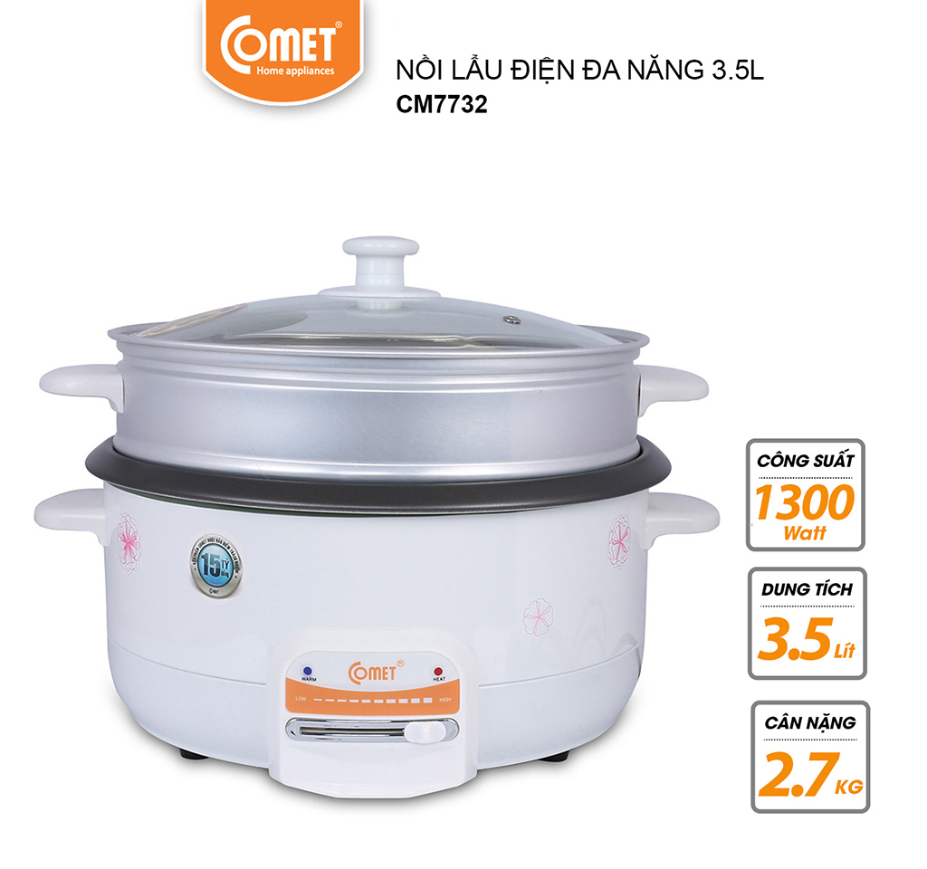 Lẩu Điện Comet CM7732 (3.5 Lít) - Hàng Chính Hãng