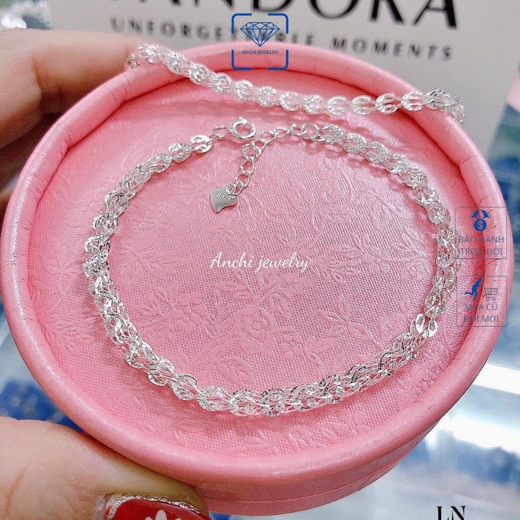 Vòng tay bạc nữ 925 lấp lánh đơn giản, cá tính ANCHI JEWELRY - 0150