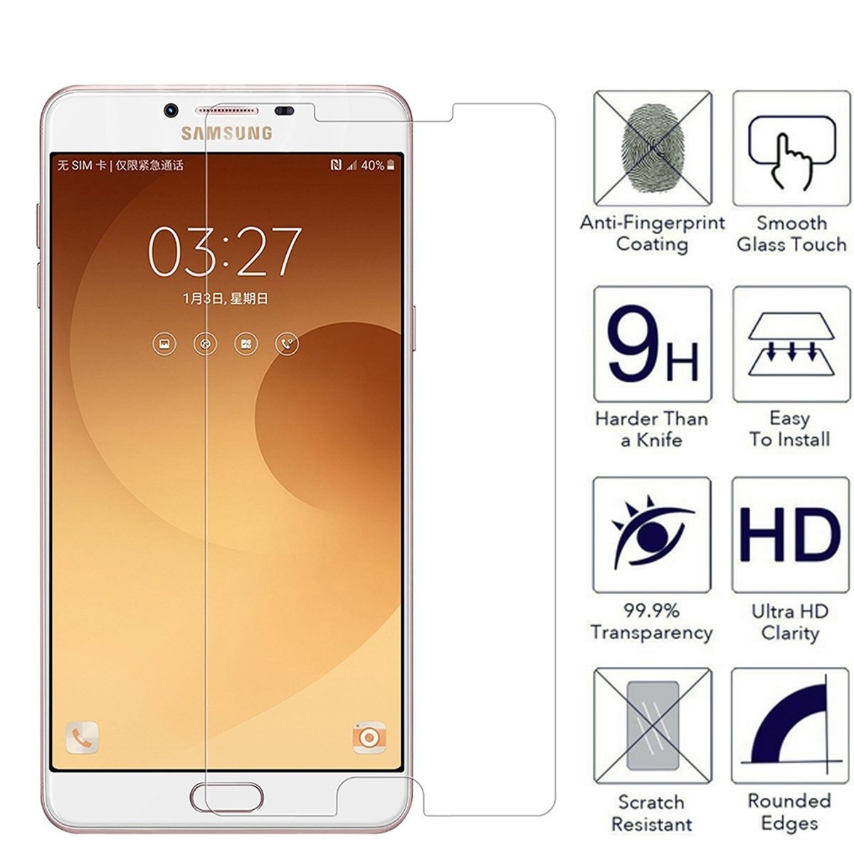 Tấm dán kính cường lực độ cứng 9H dành cho Samsung C9 Pro - KCL01