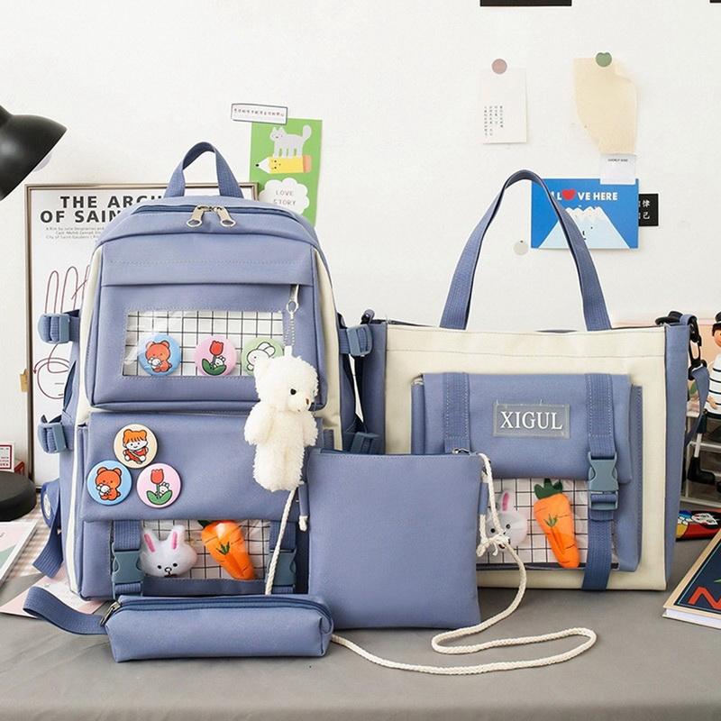 Bông Tai Kẹp Nữ Laptop Đi Học Ba Lô Canvas Học Túi Cho Bé Gái Đáng Sinh Viên Đại Học Trẻ Em Túi Sách Có Túi 2021