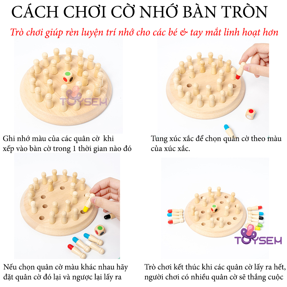 Đồ chơi cờ nhớ bàn tròn rèn luyện trí nhớ - Đồ chơi giáo dục màu sắc và phát triển trí não thông minh cho bé từ 3+ tuổi