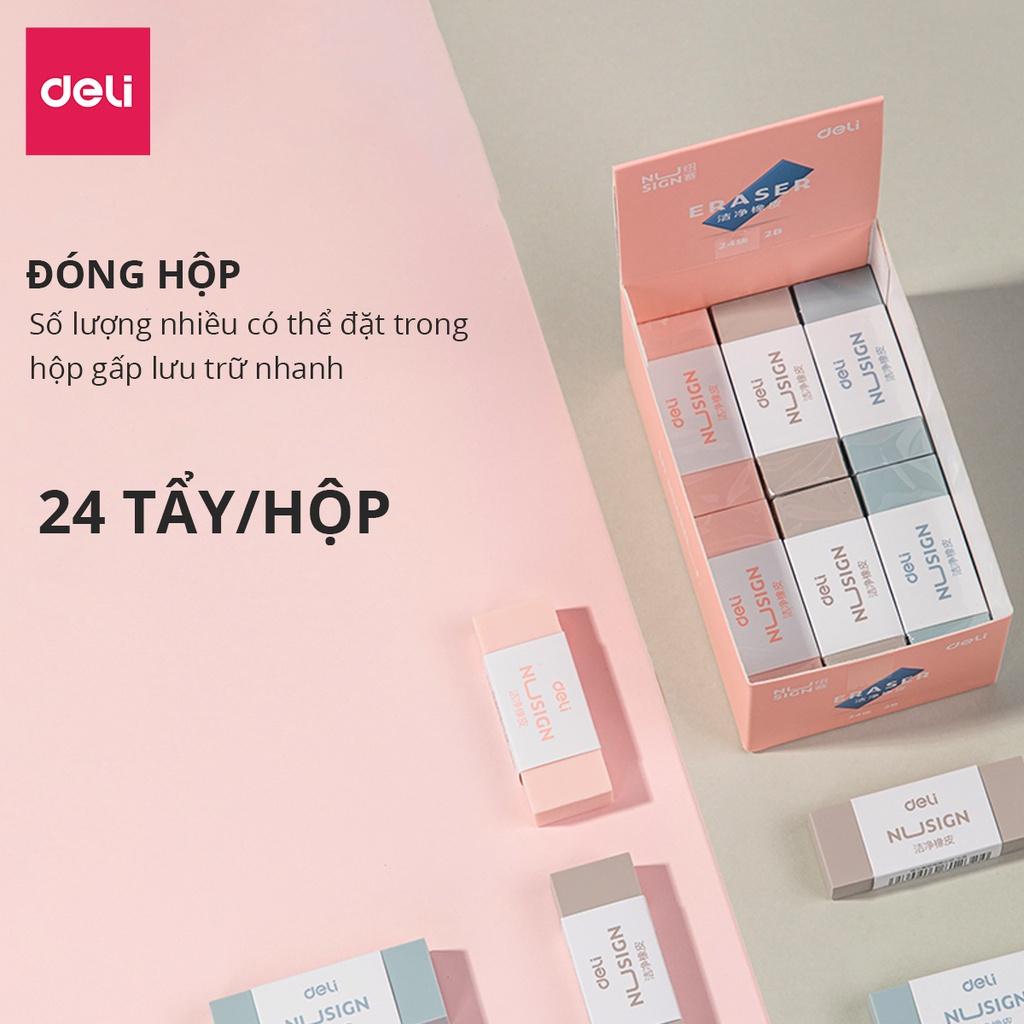 Gôm tẩy 2B Deli - Không bụi - Màu sắc vintage - Xanh dương/Hồng/Nâu