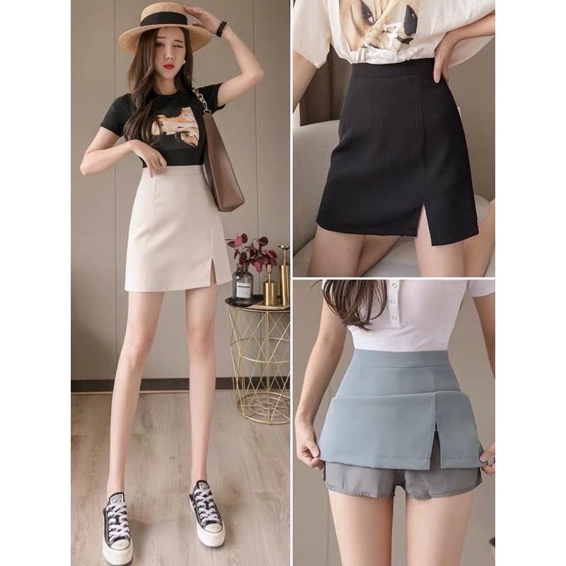 CV001_Chân váy chữ A xẻ tà có lớp lót