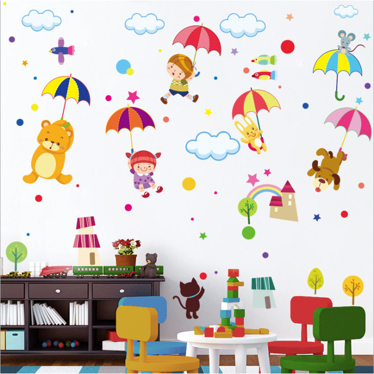 Decal dán tường cho bé yêu Cầu vòng  trang trí nhà cửa sáng tạo mới lạ