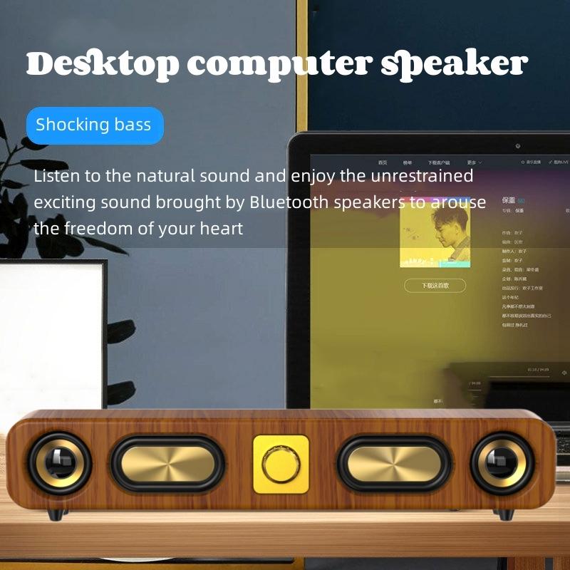 Mới Retro Loa Bluetooth Bằng Gỗ Di Động SoundBar Âm Thanh Nổi Hi-Fi Thẻ Máy Tính Gia Đình Máy Tính Để Bàn Âm Thanh Không Dây Đài FM Loa Siêu Trầm Màu: lục lam